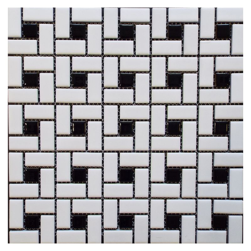 Pro Matte White and Glossy Black Dot Spiral Mosaic | Unique Tile