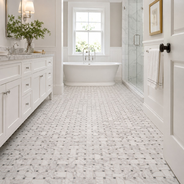 Basketweave marble mosaic tile