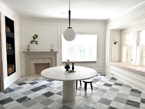 Marble checkerboard tile floor