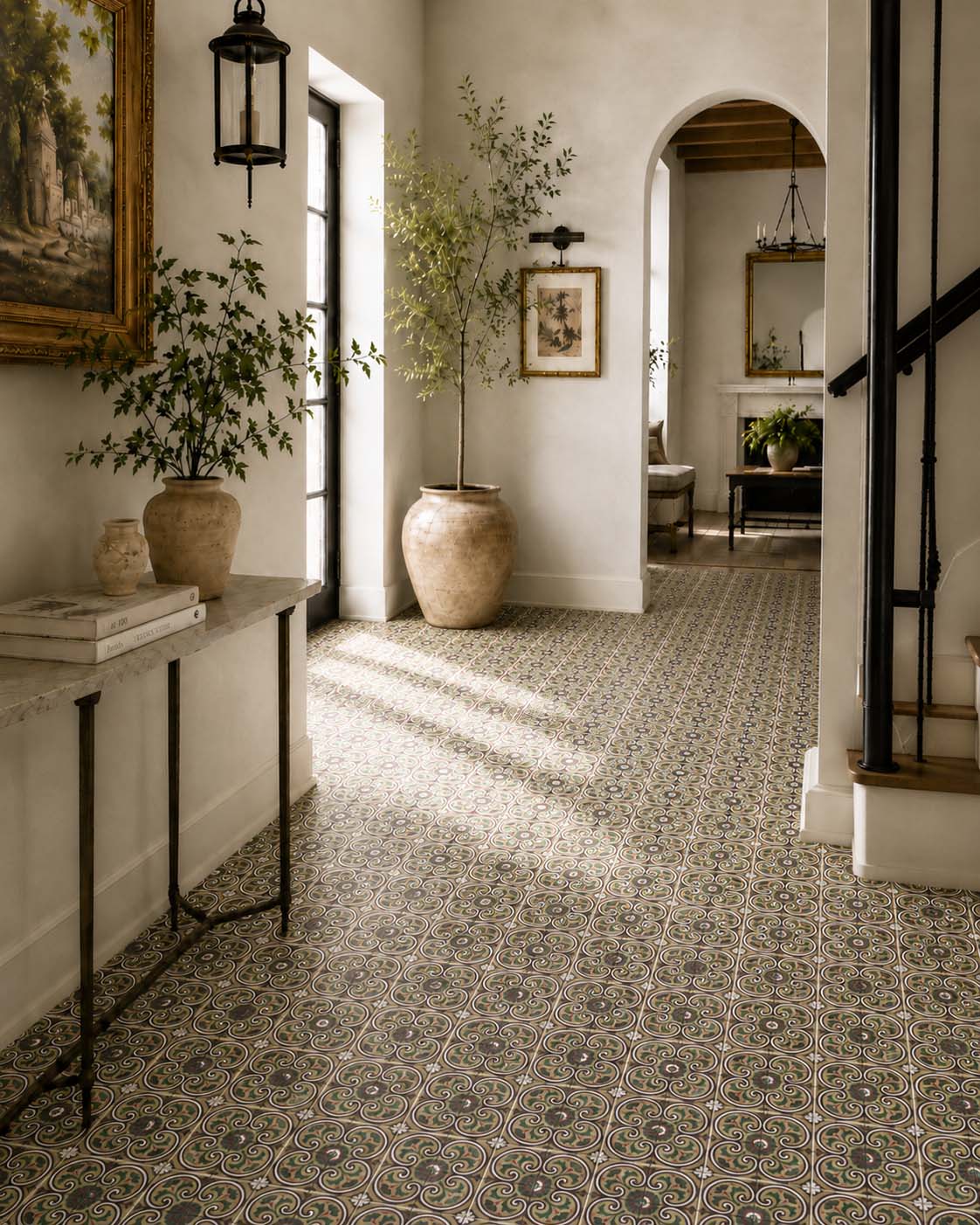 Decorative cement tile installation
